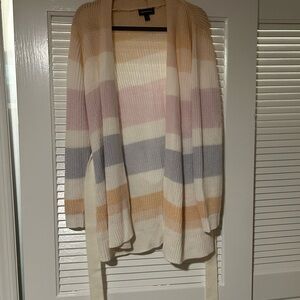 Fortune + Ivy Striped Open-Front long Cardigan